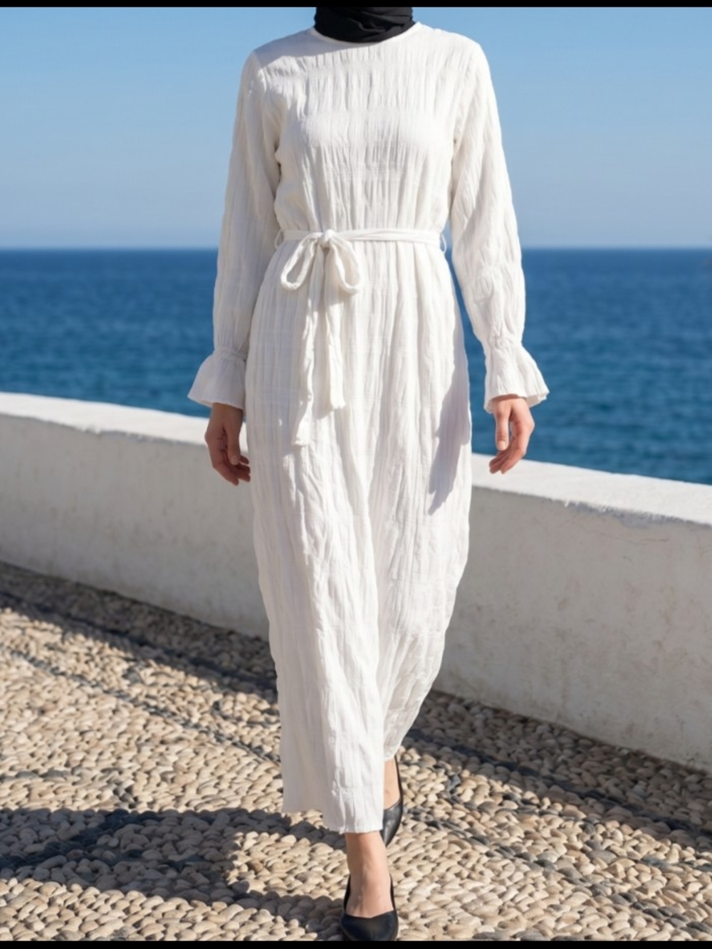 LaMeera White Textured Long Dress